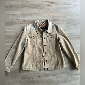 Fabio Suede Jacket Women's Size M Tan Neutral Leather Vintage Coat